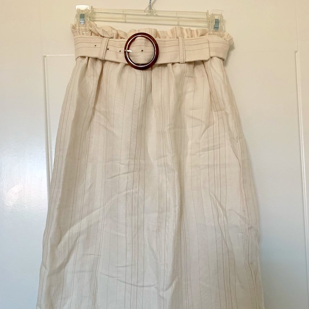 Ann Taylor Linen Cotton Belted Paperbag Pencil Skirt NWT